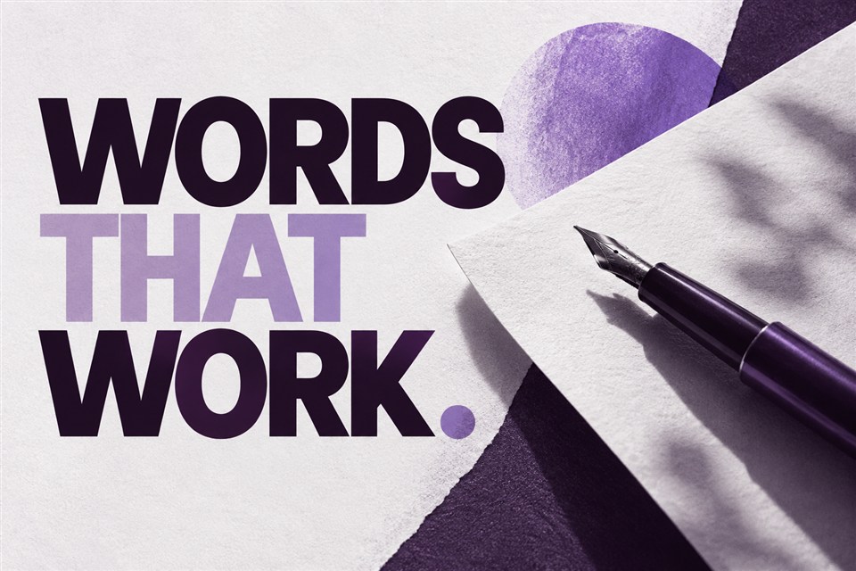 Przykładowa grafika copywritingowa z hasłem Words That Work